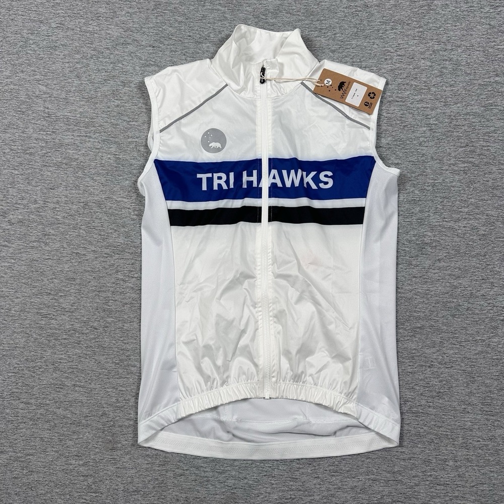WYN Republic Cycling Gilet Mens Medium White Tri Hawks Full Zip Riding NEW (B)